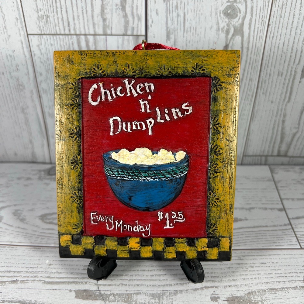 Vintage Decorative Plaque Red Checkerboard Rustic Kitchen Wall Art Wooden Retro